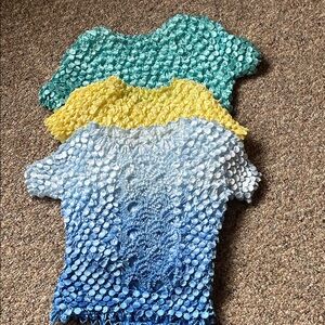 Vibrant Short Sleeve Women's Tops - Blue, Yellow, Green